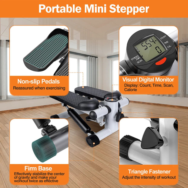 Mini Stepper for Women  LCD + Resistance Bands 330LB Max
