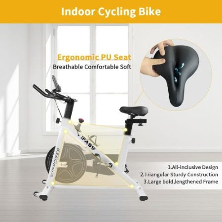 Indoor Stationary Spin Bike  LCD Monitor & Cushioned Seat