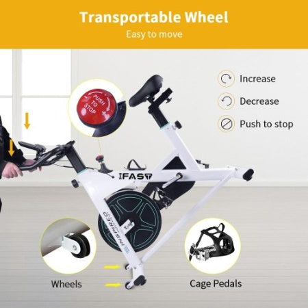Indoor Stationary Spin Bike  LCD Monitor & Cushioned Seat