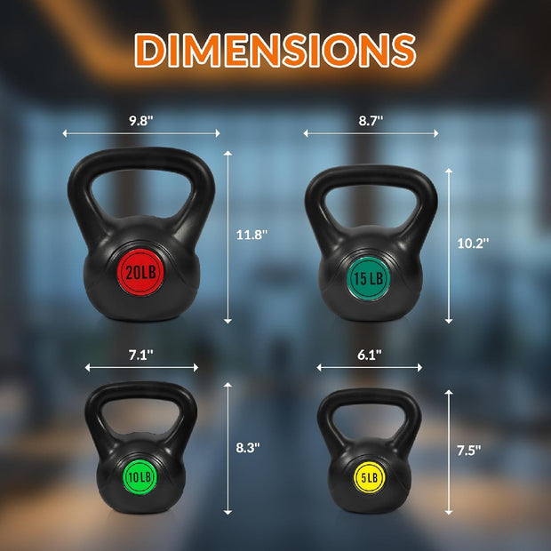 Wide Grip Kettlebell Set 3 Piece or 4 Piece Fitness Weights