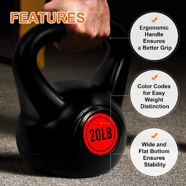Wide Grip Kettlebell Set 3 Piece or 4 Piece Fitness Weights