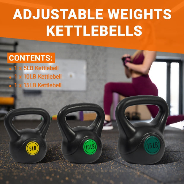 Wide Grip Kettlebell Set 3 Piece or 4 Piece Fitness Weights