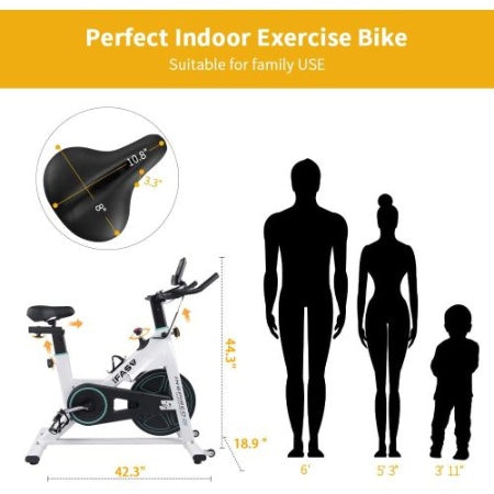 Indoor Stationary Spin Bike  LCD Monitor & Cushioned Seat